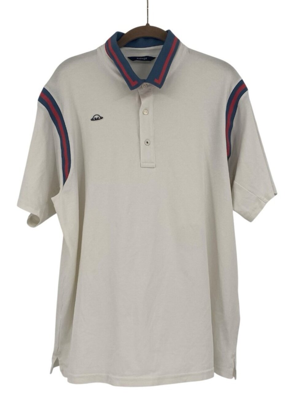 Radmor Size XL Douglas Contrast Stripe Stadium Polo White Pima Cotton Golf